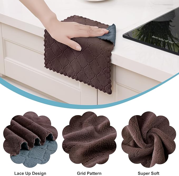 Homaxy 12 Pack Kitchen Cloths Dish Towels, Super Soft and Absorbent Dish Cloths - Image 2