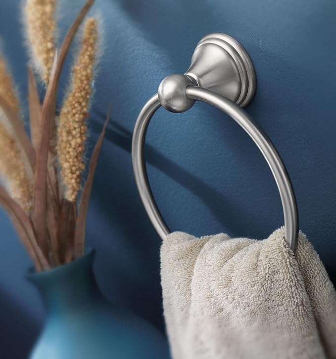 Moen Preston Collection Spot Resist Brushed Nickel 7-inch Bathroom Hand Towel - Image 2