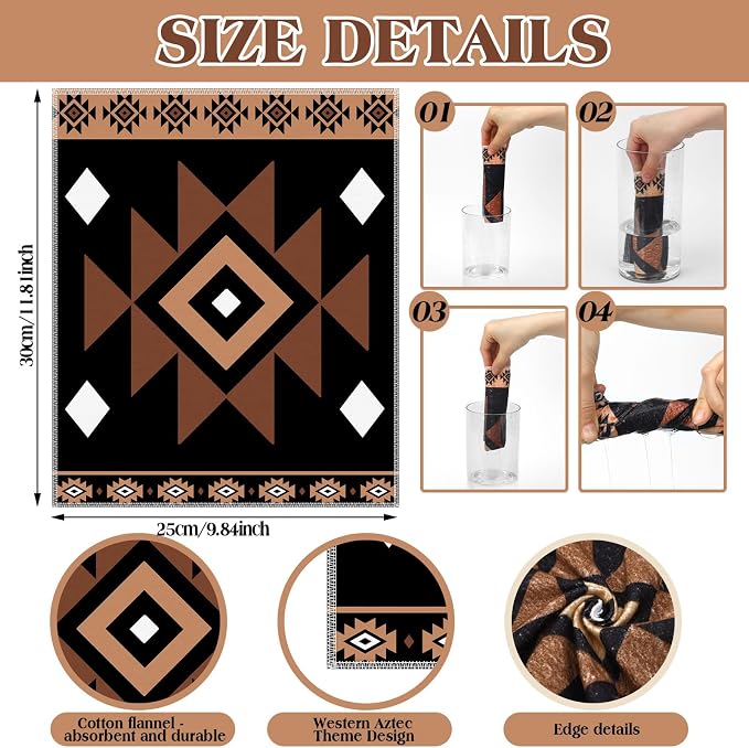 36 Pack Western Aztec Reusable Cleaning Cloths Washable Cotton Kitchen Towels - Image 4