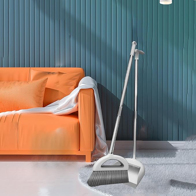 Brooms and Dustpan Set with 35" Long Handle, 182° Rotatable Standing Storage - Image 3