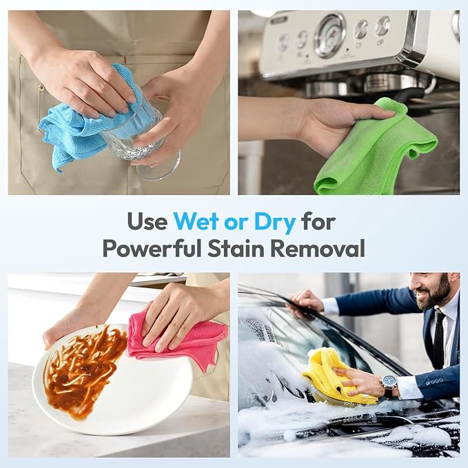 Microfiber Cleaning Cloth 12"X12" 24 Pack Colour Lint Free Microfiber Towels - Image 4