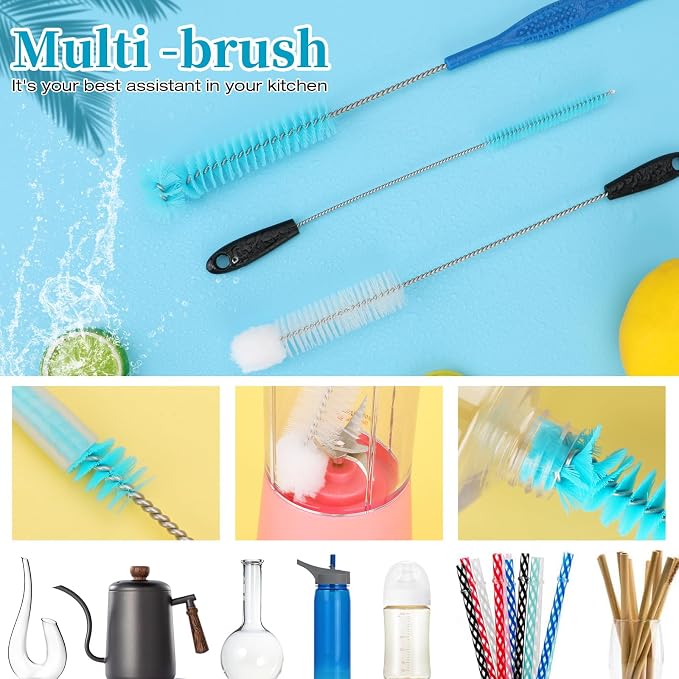 6 Pack Bottle Brush Cleaner Set, Long Handle Stainless Steel Water Bottle - Image 4