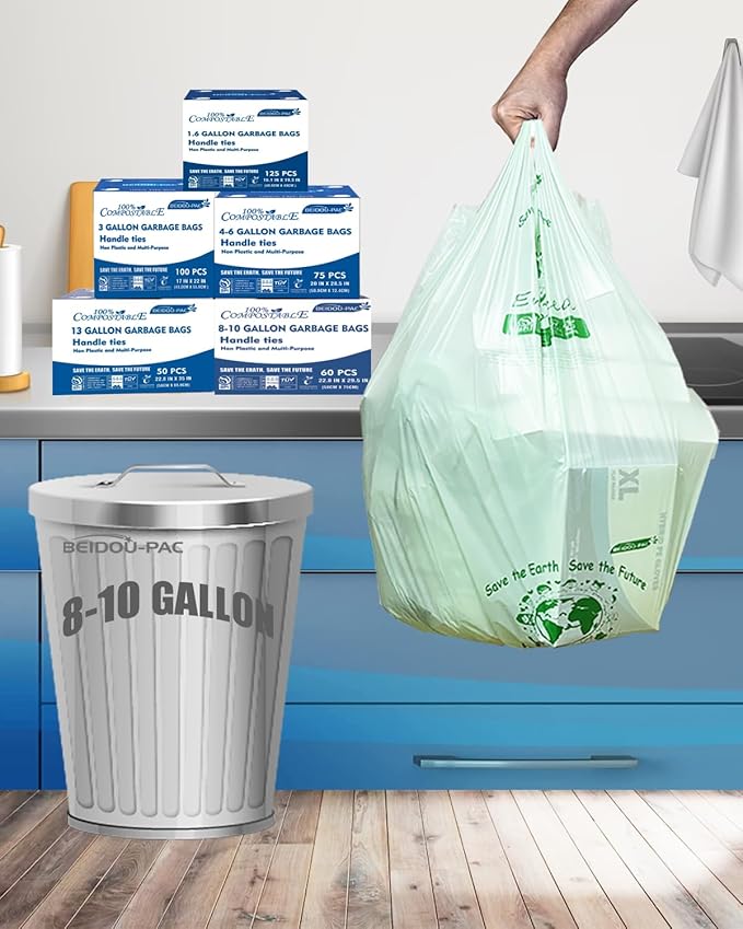 8-10 Gallon Compostable Trash Bags, Sturdy & Biodegradable, ASTM D6400 - Image 5