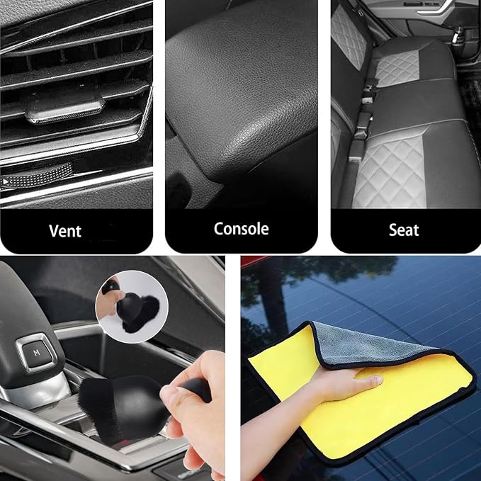 Detailing brush set, Double-Sided Car Seat Belt Cleaning Brush, Car drying towel - Image 6