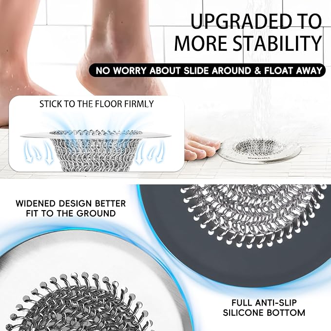 Bathtub Drain Hair Catcher, Fast Drainage Shower Drain Hair Catcher, Reversible - Image 5