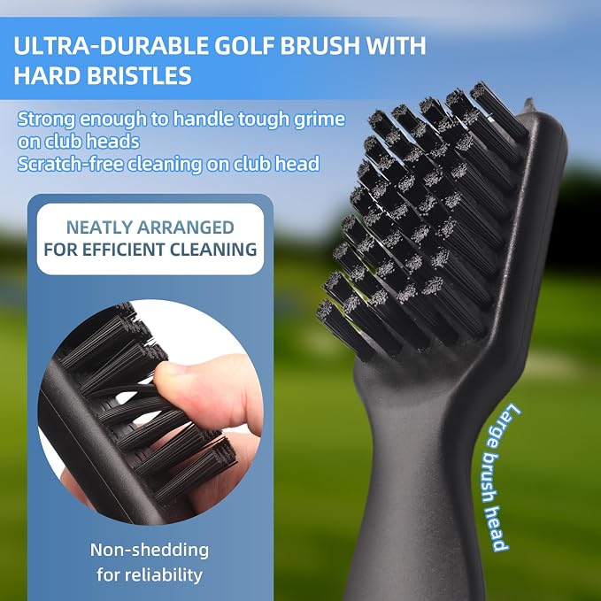Golf Club Cleaner Brush with Rope and Metal Clasp, Stiff Bristles Shoe - Image 4