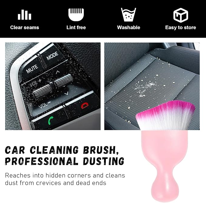 Ziciner 2 PCS Car Detailing Brush, Curved Soft Bristles Auto Removal Dust - Image 6