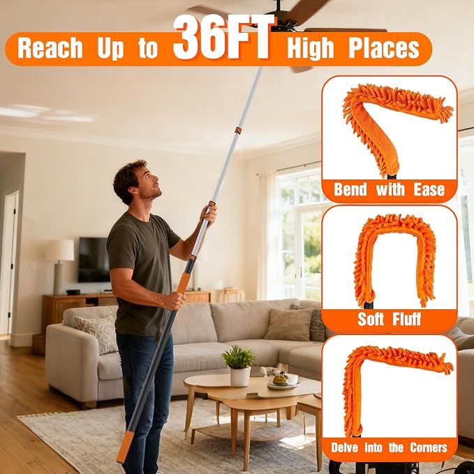 36FT Reach High Ceiling Duster Kit, Window Cleaning kit - Image 7