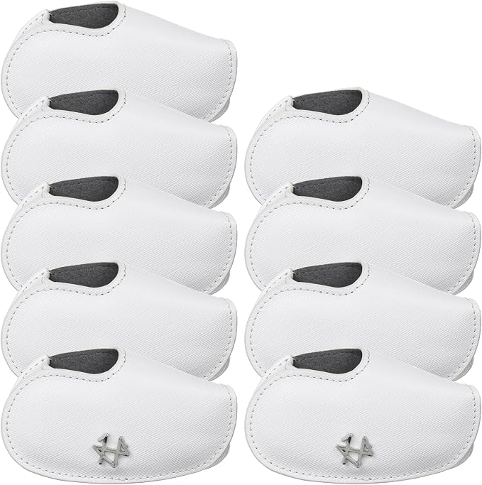 Golf Iron Covers 9pcs or 1pc Saffiano Leather Magnetic Club Headcover by EighteenH