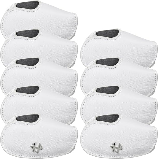 Golf Iron Covers 9pcs or 1pc Saffiano Leather Magnetic Club Headcover by EighteenH