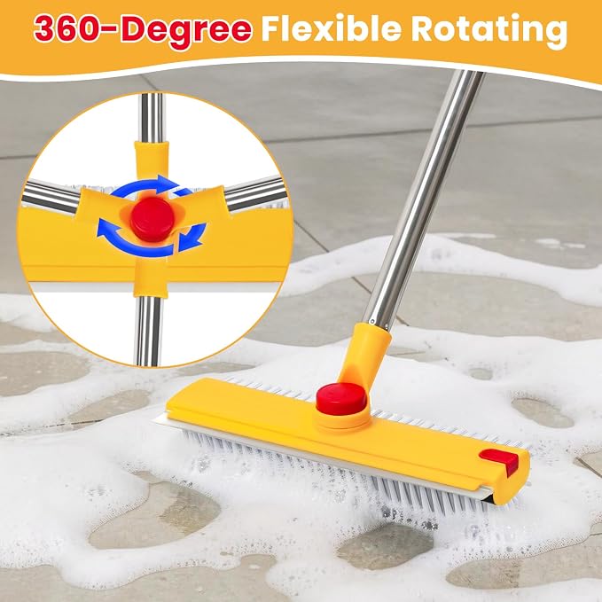 64in Floor Scrub Brush with Long Handle, 3 in 1 Hard Bristle Cleaning Brush - Image 2