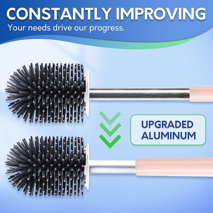 BOOMJOY Toilet Brush and Holder Set, Silicone Toilet Bowl Cleaner Brush - Image 4