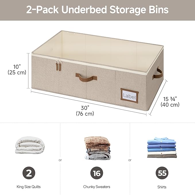 StorageWorks Under Bed Storage Bins, 90L Clothes Organizer - Image 2