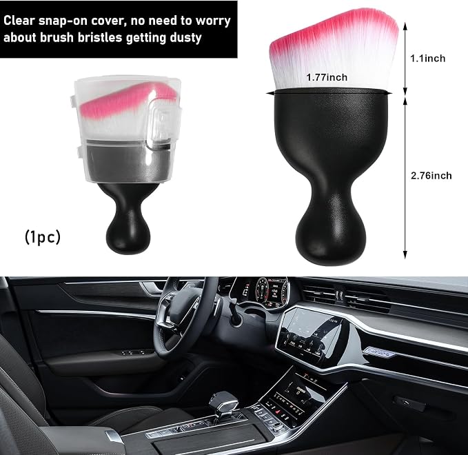 Ziciner Car Detailing Brush, Curved Soft Bristles Auto Removal Dust Collectors - Image 2