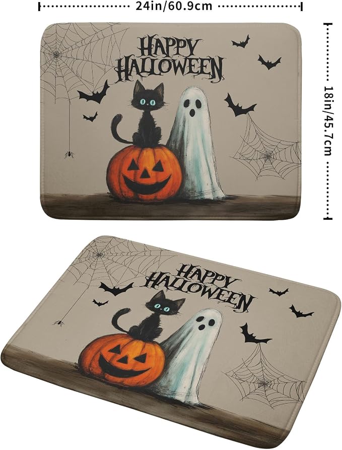 Happy Halloween Black Cat Ghost Dish Drying Mat - Image 2