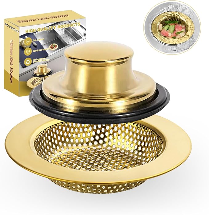 RQYEKDO Kitchen Sink Strainers Sink Stopper Kits, Stainless Steel Sink Drain by rqyekdo