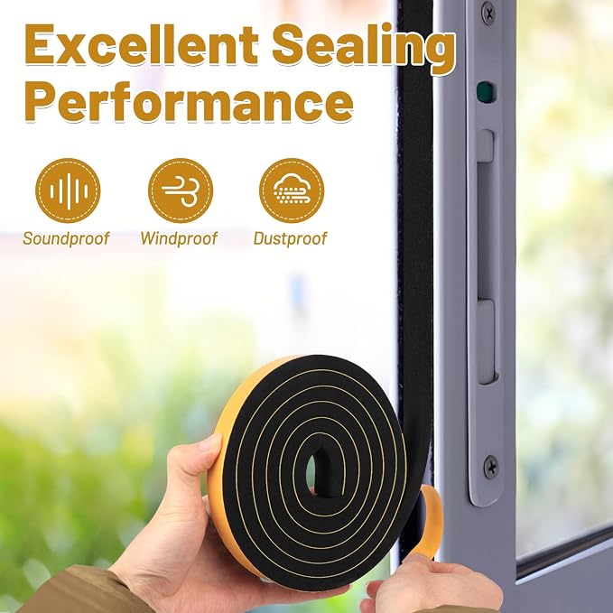 Weather Stripping Soundproof 1/2 in x 1/8 in, Door Seal Strip High Density - Image 2