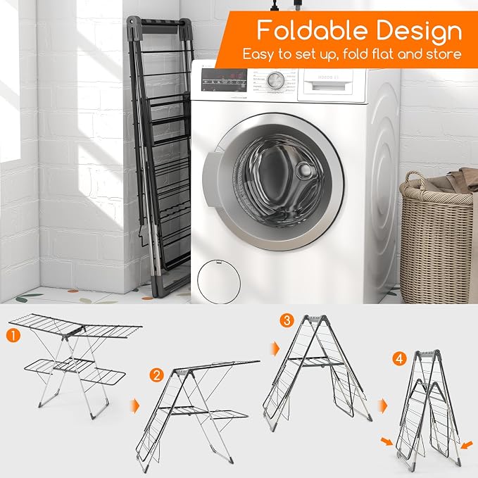 Giantex Clothes Drying Rack, Foldable Laundry Drying Rack - Image 5