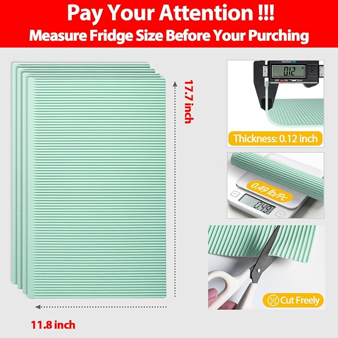 GOYLSER Silicone Refrigerator Shelf Mat, 4 Pack Waterproof Fridge Mat Liners - Image 3