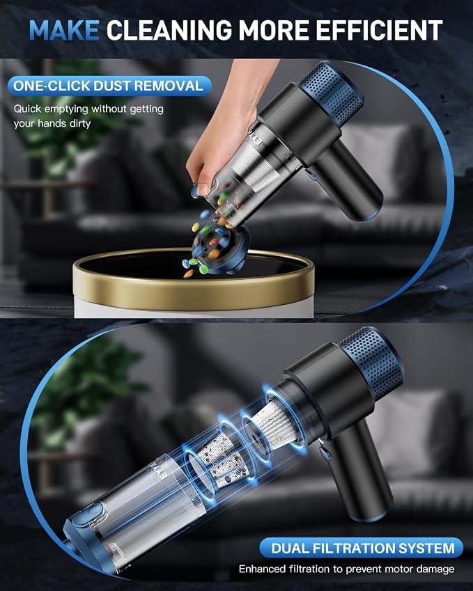 EYYA Handheld Car Vacuum Cleaner Cordless, 15000PA High Power Vacuum & Air - Image 5