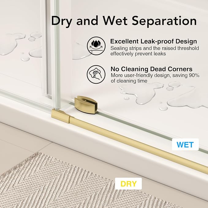 49-54” W x 76" H Single Sliding Shower Door, Frameless Shower Door - Image 6