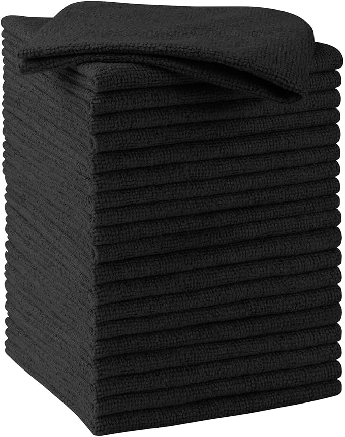 HOMEXCEL Black Microfiber Cleaning Cloths, 20 Pack Cleaning Rags by HOMEXCEL