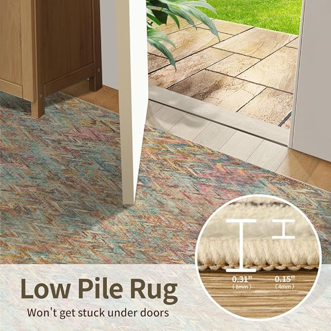 Floral Rug for Living Room Bedroom, 6x9 Washable Rug, Vintage Boho Style - Image 6