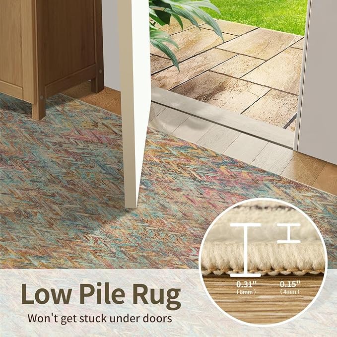Floral Rug for Living Room Bedroom, 4x6 Washable Rug, Vintage Boho Style - Image 6