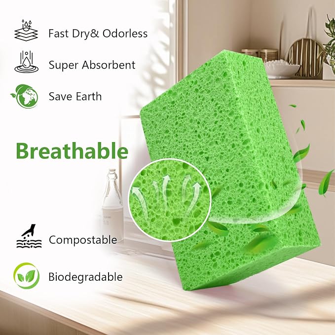 Cleaning and Washing Sponge, 3 Pack Large Extra Thick Heavy Duty Sponge - Image 4