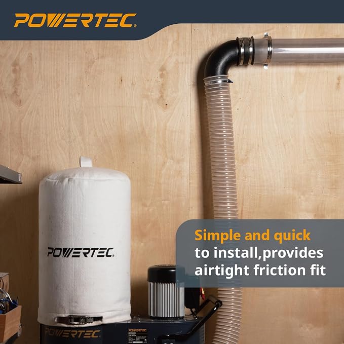 POWERTEC 70105 4" Elbow Dust Hose Connector, 90 Degree Elbow - Image 6