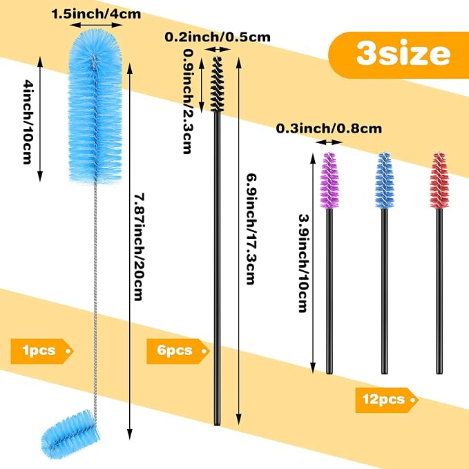 Hummingbird Feeder Cleaning Brush 19 Pieces 3 Size Mini Nylon Double Headed 2 - Image 2