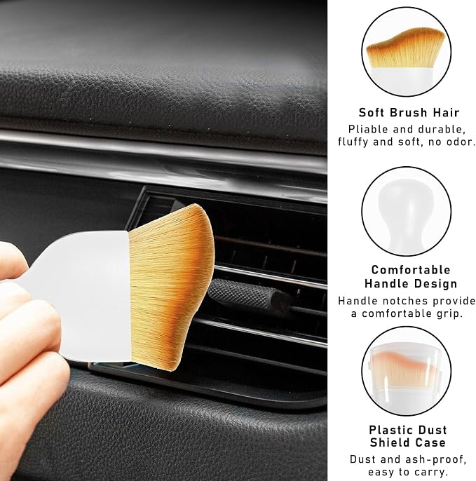 Car Interior Dust Brush, Soft Scratch Free Auto Detailing Brushes, Universal - Image 3
