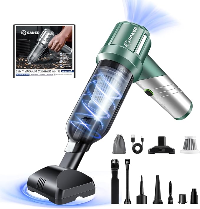 Saker Foldable Handheld Car Vacuum Cleaner Portable Cordless, 17000PA High by Saker
