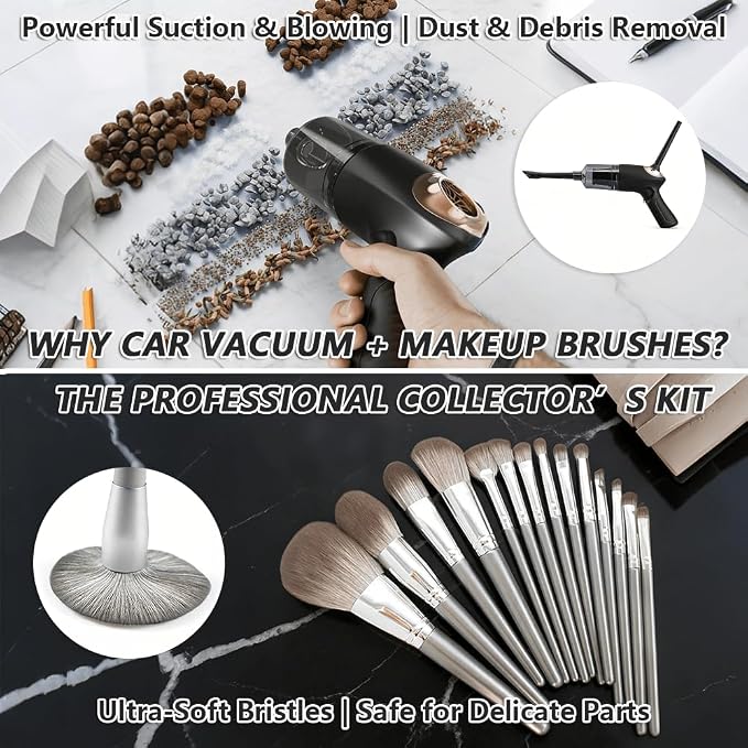 Model Cleaning kit/4-in-1 Portable Car Vacuum & Precision Makeup Brush Set - Image 3