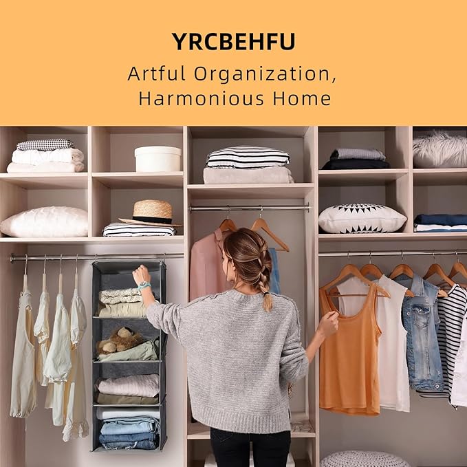 2 Packs Hanging Closet Organizer, 4-Shelf Closet Organizers and Storage - Image 3