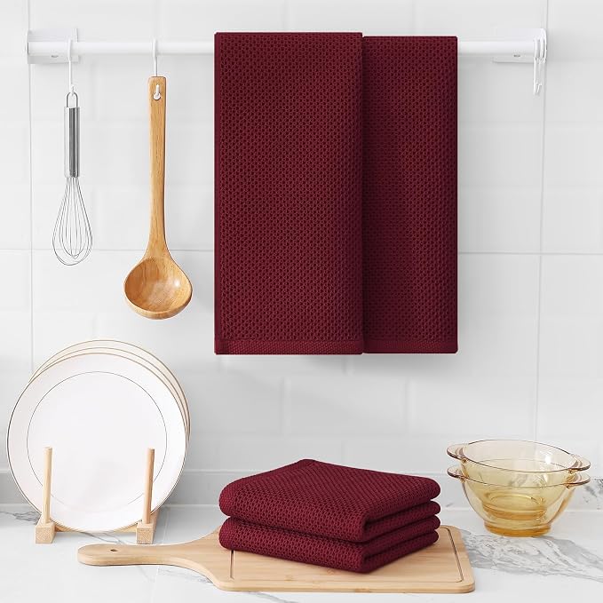 Kitinjoy 100% Cotton Waffle Weave Kitchen Hand Towels - Image 6