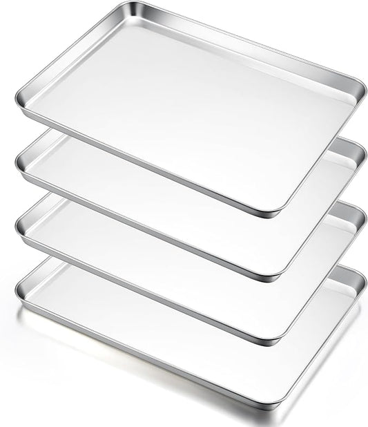 E-far Large Baking Sheets Set of 4, 20”x14” Stainless Steel Cookie Sheet Pans by E-far