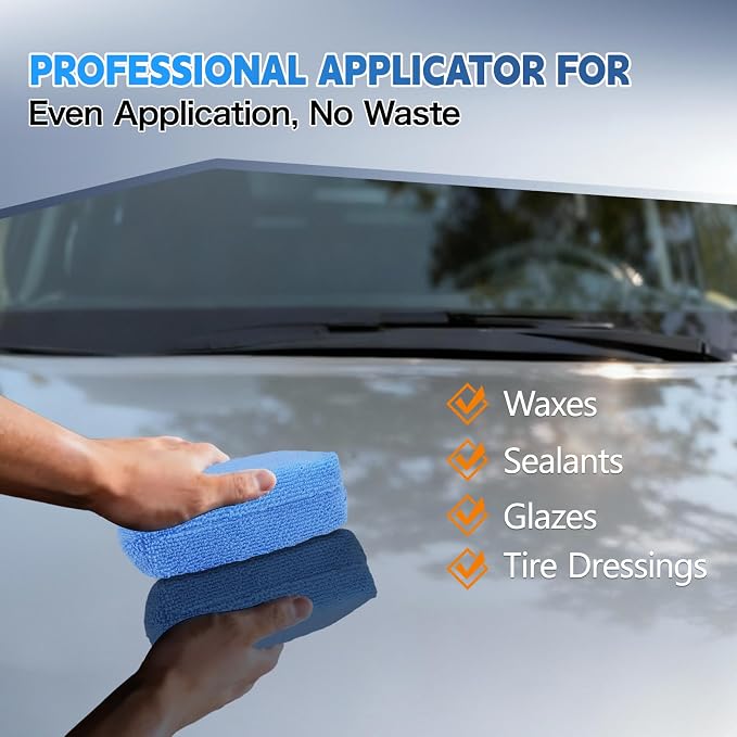 12-Pack Car Wash Sponge Non-Scratch, Microfiber Wax Applicator Pads, Ceramic - Image 3