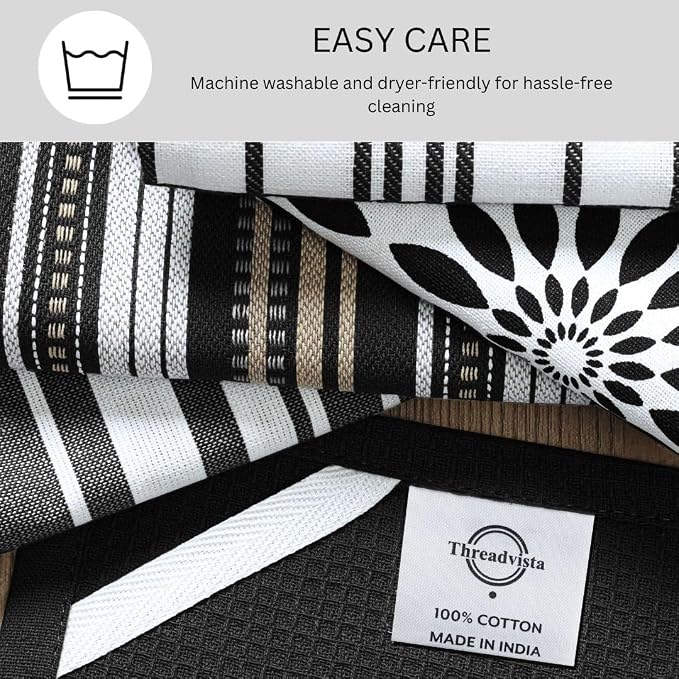 Assorted Kitchen Towels Large 16x26 Inch 100% Cotton Set of 5 - Image 6