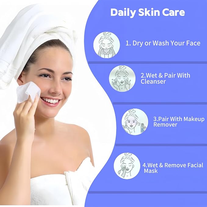 Disposable Face Towel 600 Count, Soft Cotton Clean Skin Face Towels, Dry Wipes - Image 4