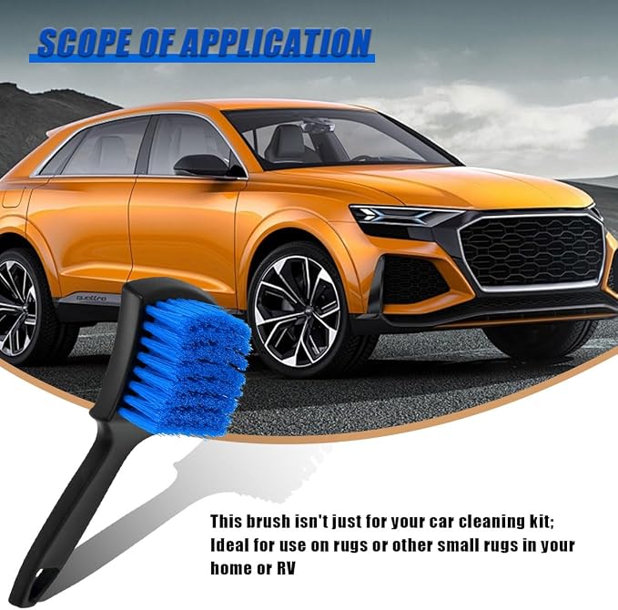 8.3×2.5 Inch Car Wash Brush, Soft Bristle Short Handle Carpet Cleaning Brush - Image 6