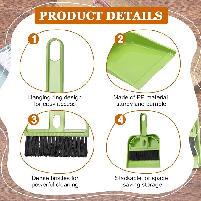 uxcell Mini Dustpan and Brush Set, Small Broom and Dustpan Set - Image 3