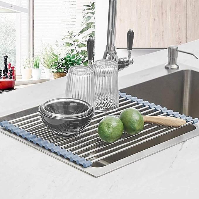 Seropy Roll Up Dish Drying Rack, Over The Sink Dish Drying Rack Kitchen Rolling - Image 2