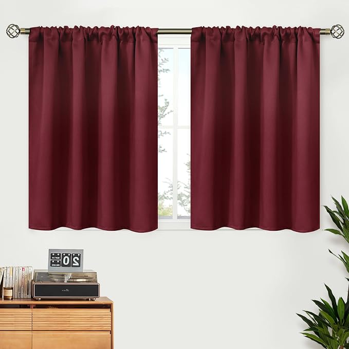 BGment Burgundy Blackout Curtains 36 Inches Long by BGment