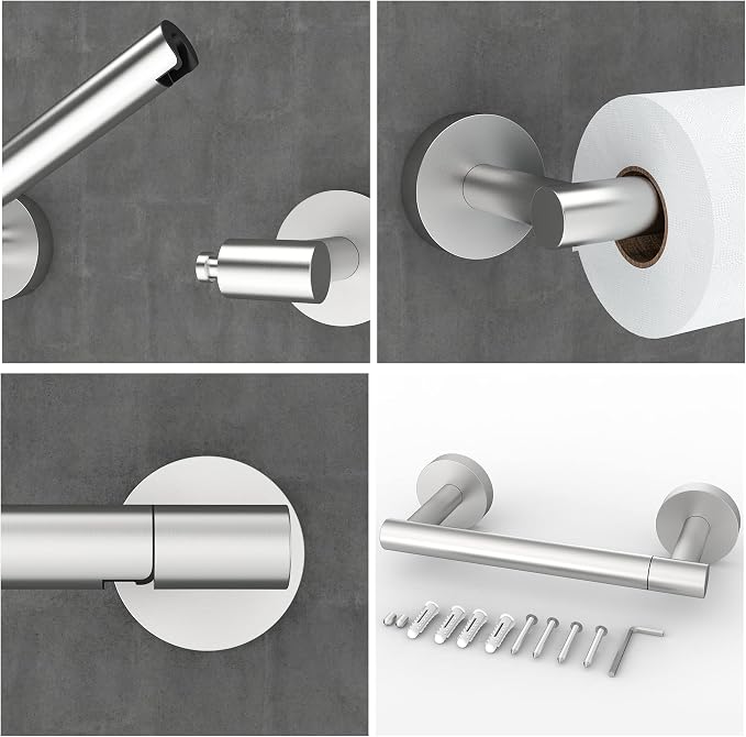 Brushed 2 Pack Toilet Paper Holder SUS304 Stainless Steel Double Post Pivoting - Image 3