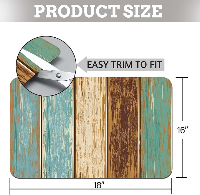 MCALK Teal Dish Drying Mat for Kitchen Counter, Wood Pattern Dish Drying Pad - Image 6