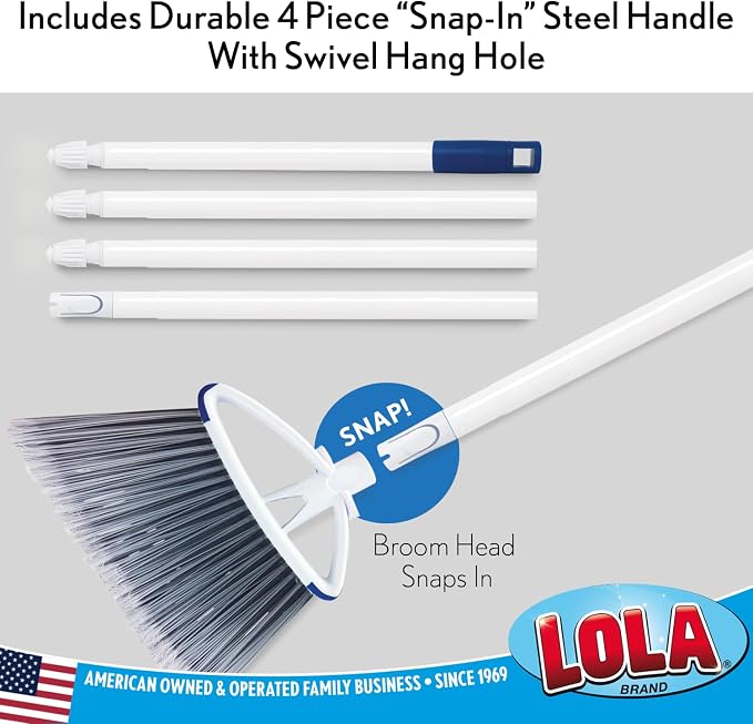 LOLA Large Angle Broom w/up to 14.25" Wide Sweeping, Bristles are Recycled Soda - Image 4
