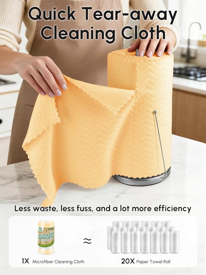 Microfiber Cleaning Cloths Roll, 75 Pack Tear Away Microfiber Towels Roll - Image 2
