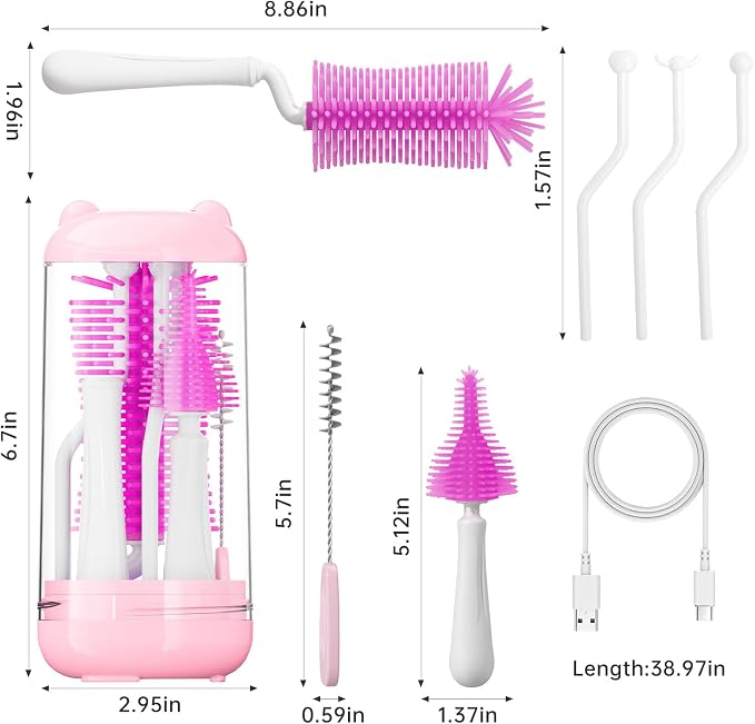 Bottle Brush Set, Travel Bottle Cleaner Kit - Image 7