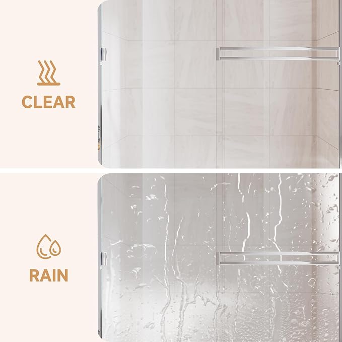 Shower Door 44-48 in. W x 72 in. H, UCALAFEE Semi-Frameless Double Sliding - Image 6